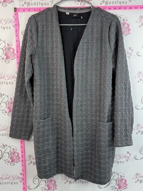 Only cardigan sweater open front pockets, 3-D houndstooth Textured Open Cardigan